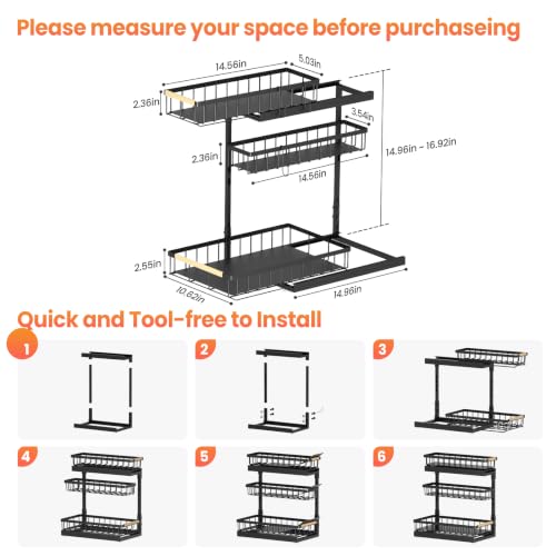 Aekenr Under Sink Organizer and view 2