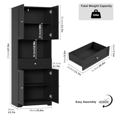 HIFIT Tall Bathroom Storage Cabinet view 2