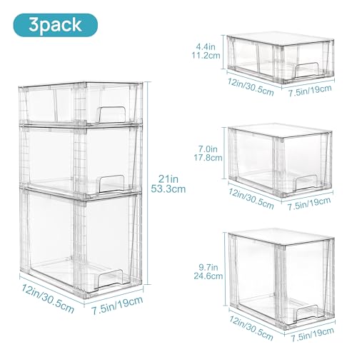 Vtopmart 3 Pack Clear Stackable view 3