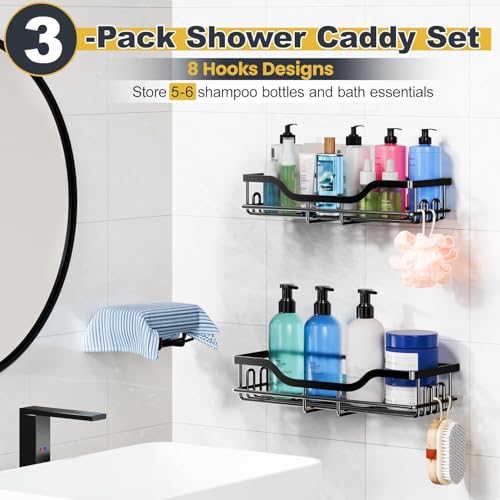 OMAIRA 3-Pack Shower Caddy with view 3